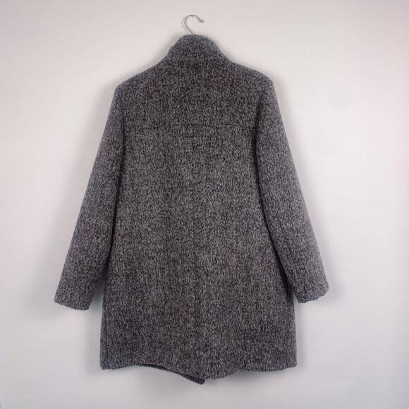 Kenneth Cole Asymmetrical Pressed Boucle Wool Coat Charcoal XL - Picture 9 of 9